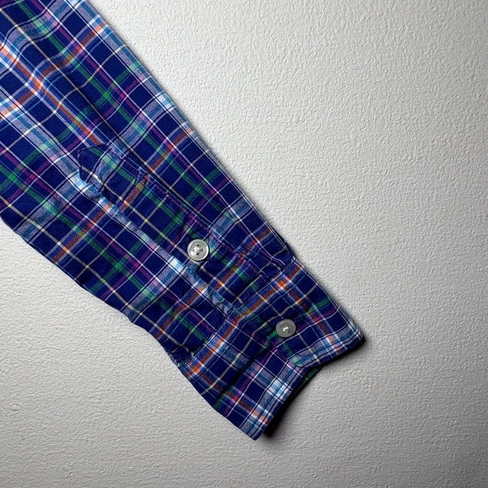 Ralph Lauren Boys Blue Plaid Button Up Shirt Size M 10-12